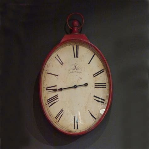 Large Vintage Red Oval Wall Clock Rustic Wall Clocks Yorkshire And The Humber By Beau Decor