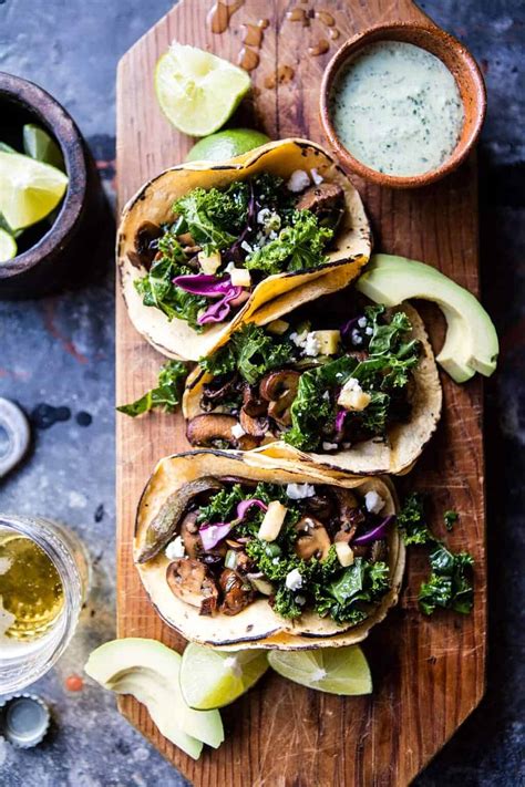 Poblano Mushroom Tacos With Cilantro Yogurt Sauce Video