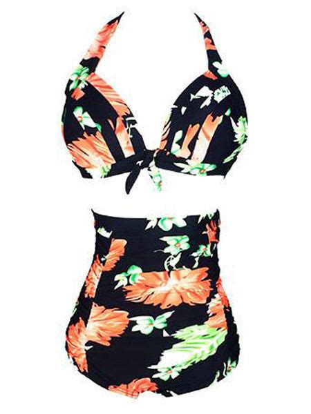 Sexy Printed Lace Up High Waisted Bikini Set