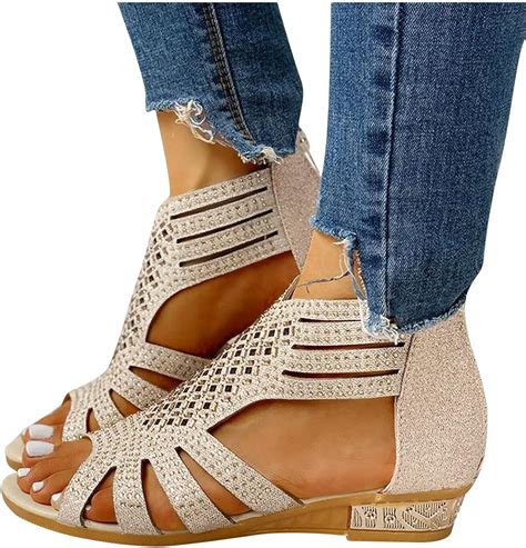 Sandalen Damen Elegant Schwarz Damenschuhe Atmungsaktive Mode Keile Im