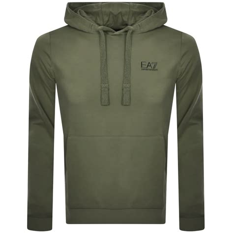 EA7 Emporio Armani Logo Hoodie Green | Mainline Menswear