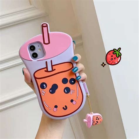 Soft 3d Boba Tea Phone Case W Charm Etsy