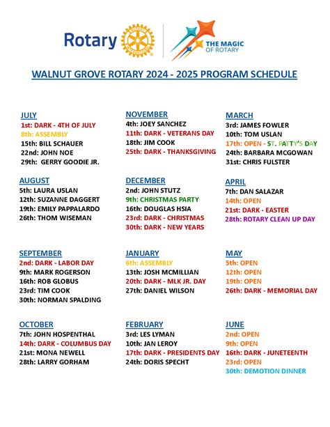 Members Speaker Program Calendar Rotary Club Of Walnut Grove