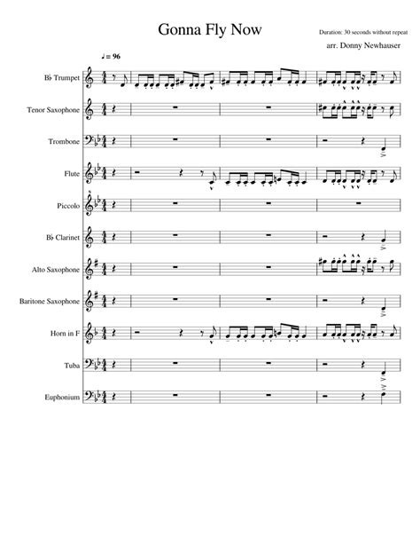 Gonna Fly Now Sheet Music For Trombone Euphonium Tuba Flute Piccolo