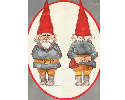 Gnome Cross Stitch Pattern Vintage 1970s Counted Cross Etsy