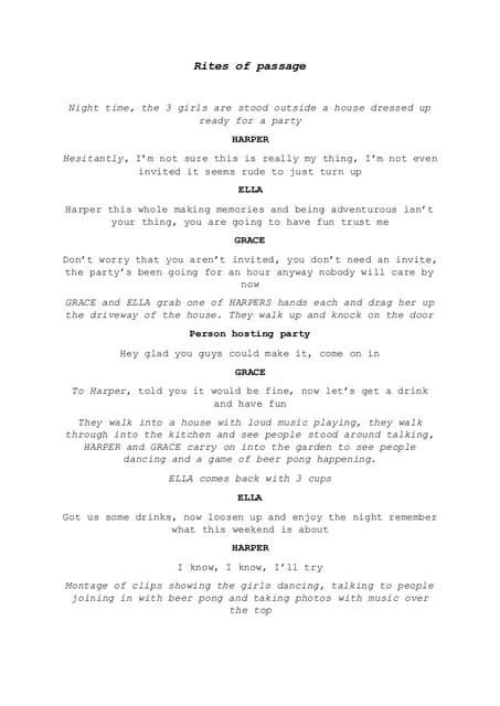 Rites Of Passage Draft Script Pdf