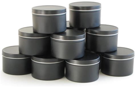 6 Oz Black Round Aluminum Tins And Lids Set Of 12 Seamless Deep Drawn Empty Containers For