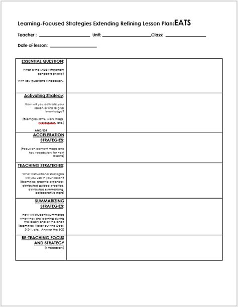 Lesson Plan Word Template 04 Word Templates