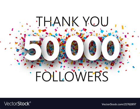 Thank You 50000 Followers Poster With Colorful Vector Image