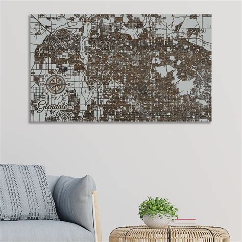 Glendale Arizona Street Map Wood Wall Art Wood Wall Map Wood Engraved