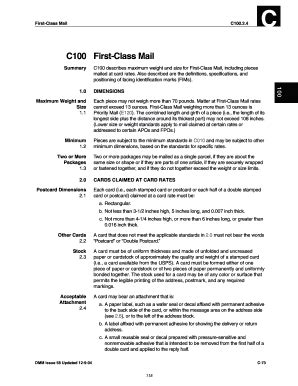 Fillable Online Pe Usps DMM C100 First Class Mail Fax Email Print