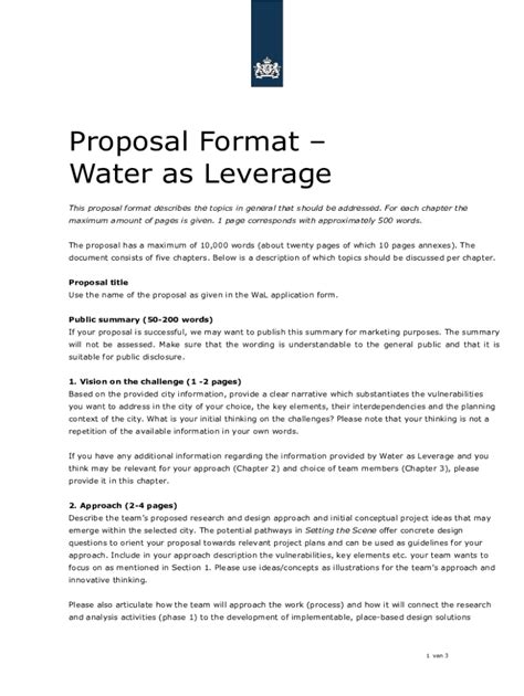 Fillable Online English Rvo Bid Part Wal Proposal Format Fax Email