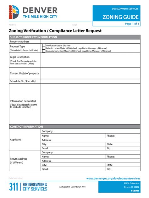 Fillable Online Denvergov Zoning Verification Compliance Letter Request Fax Email Print