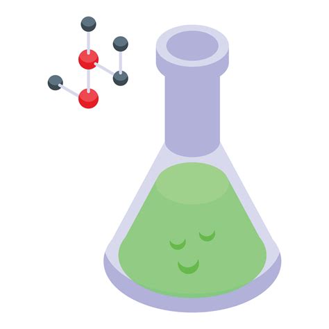 vector isométrico del icono del matraz químico de bioimpresión