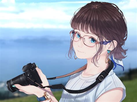 Fond D Cran Anime Filles Anime Des Lunettes Yeux Bleus Brunette