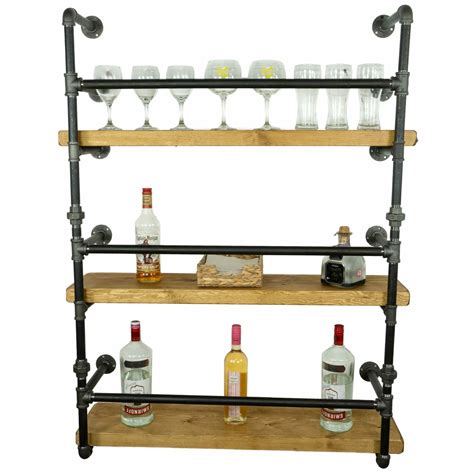 Wall Mounted Drinks Cabinet Industrial Raw Steel Pipe Style Pipe Dream Furniture