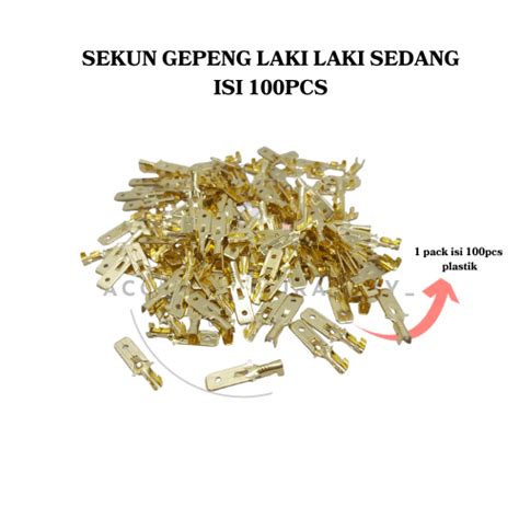 Jual 100PCS Skun Sekun Terminal Kabel Gepeng Sedang Kuningan Male