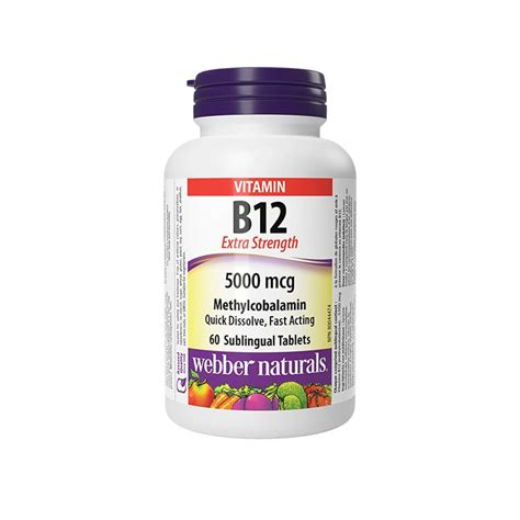 Buy Webber Naturals Vitamin B12 Methylcobalamin 5000mcg 60 Sublingual