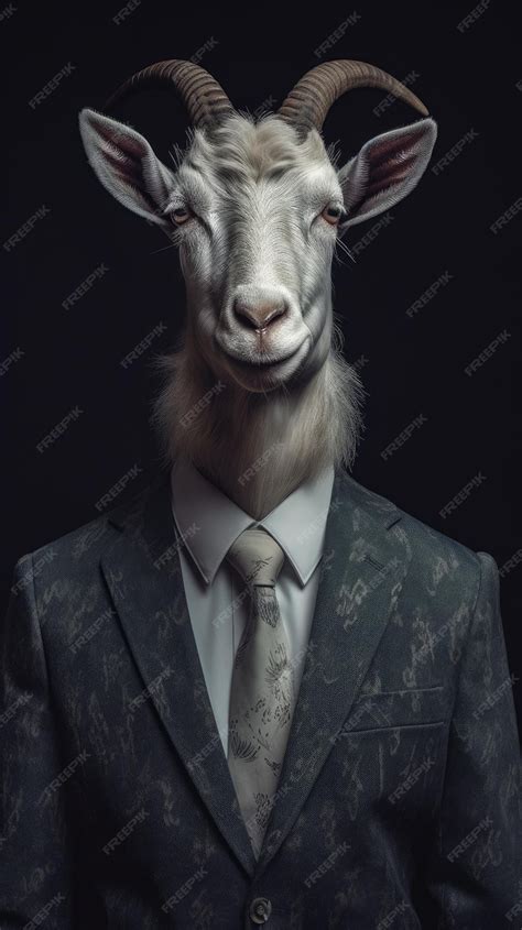 Premium AI Image | A goat with a human face in a suit for concept of ...