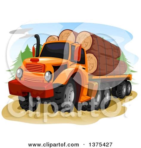 Clipart of a Logging Truck with Logs Loaded - Royalty Free Vector ...