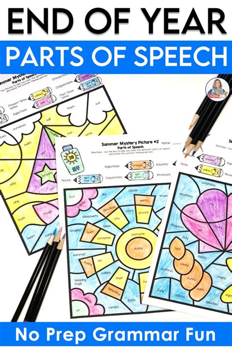 Summer Coloring Pages Parts Of Speech Worksheets For End Of Year