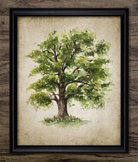 Oak Tree Watercolor Painting, Printable Oak Tree Art, Woodland, Forest ...