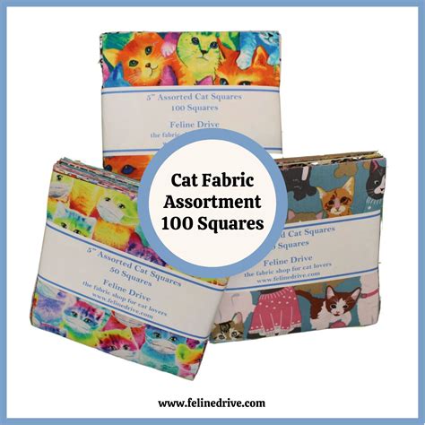 5" Squares - Cat Fabric Assortment - 100 Squares