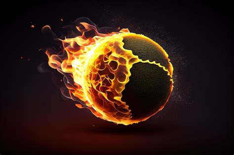 Premium Ai Image Tennis Ball On Fire Generative Ai