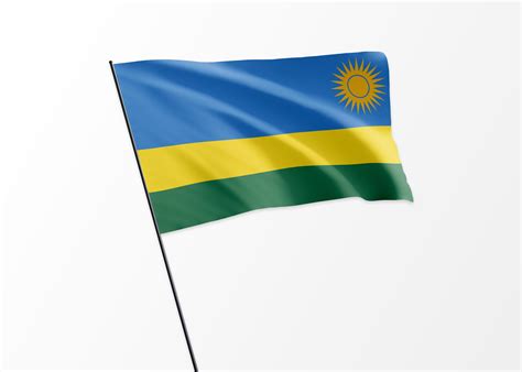 Rwanda flag flying high in the isolated background Rwanda independence