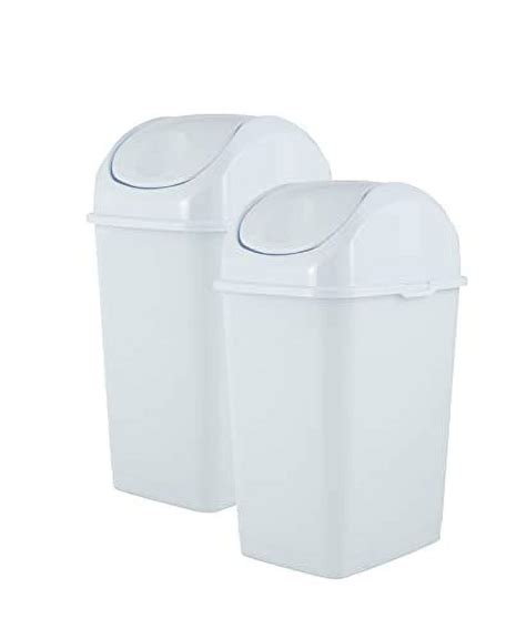 Superio Small Plastic Trash Can With Swing Lid Gallon Office