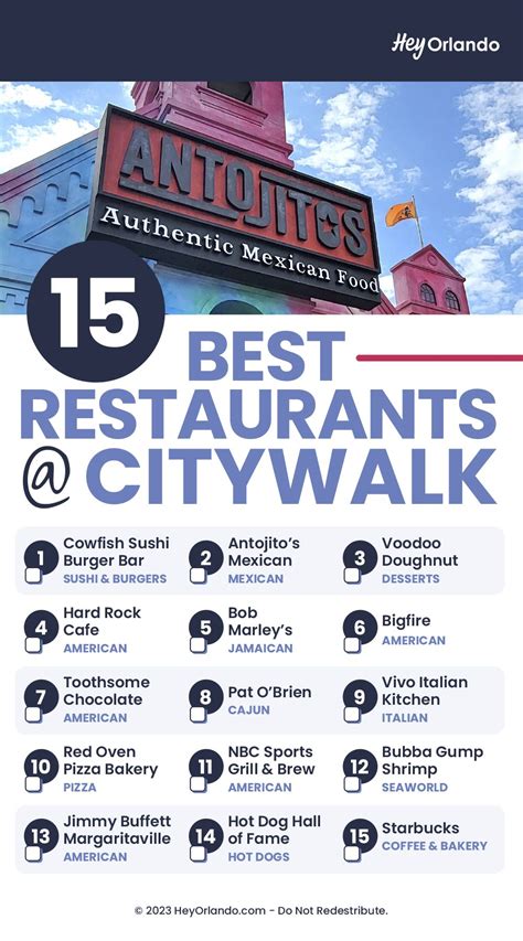 Best Restaurants At Universal City Walk Ranked Printable Checklist