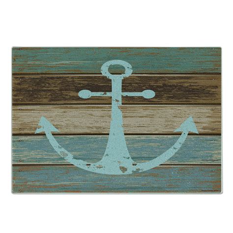 Anchor Cutting Board Timeworn Marine On Weathered Wooden Planks Rustic