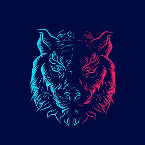 Tiger neon line art colorful logo design. Abstract vector illustration ...