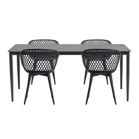 Webbing Dining Set Zwart Voor 4 Personen Royal Seasons