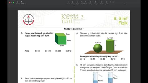 Sinif F Z K Kazanim Test Z M Youtube