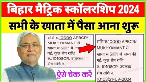 Bihar Board 10th Scholarship Payment List 2024 Matric Inter