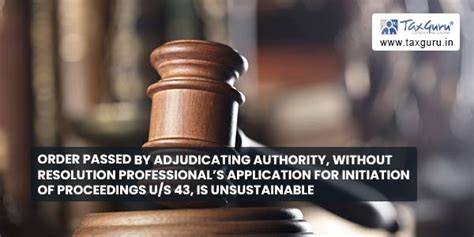 Order Passed By Adjudicating Authority Without Resolution Professional