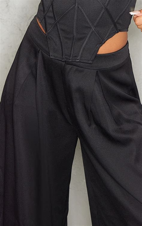 Black Split Extreme Wide Leg High Waisted Pants Co Ords