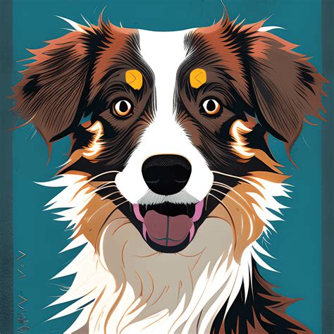 Delirium Anime Australian Shepherd Dog Face Portrait · Creative Fabrica