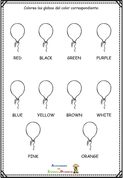 Fichas Para Aprender Los Colores En Inglés