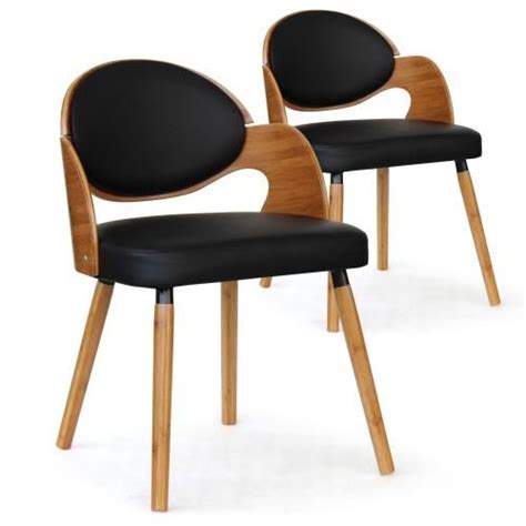 Lot de 2 Chaises Scandinaves Chêne Clair Noir ALSEA 3 SUISSES