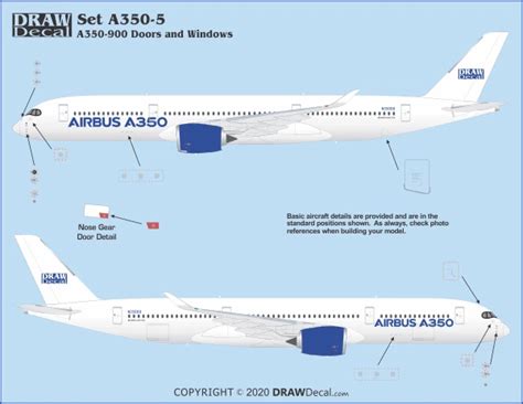 Airbus A350 900 Doors And Windows Draw Decal 20 A350 05