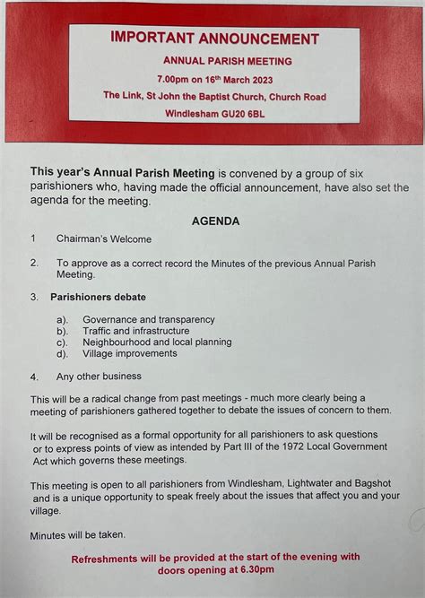 Annual Parish Meeting Windlesham Parish Council