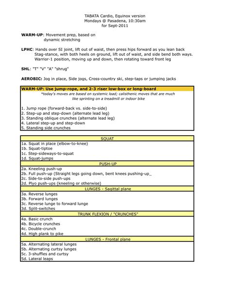Tabata Cardio Workout