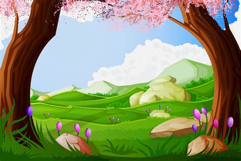 Paisajes Escenarios fondos de Primavera material para diseño