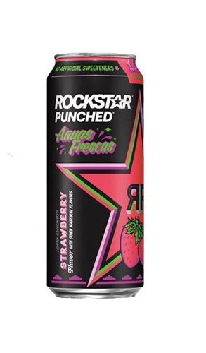 Rockstar Punched Aguas Frescas Strawberry Energy Drink 16 Oz Can