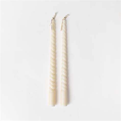 Pair Of Narrow Twisted Pillar Taper Candles House Sfw