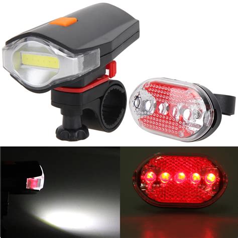 Bicycle Front Rear Lights Set COB LED White Bike Cycling Front Light+5 ...