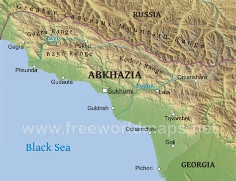 Abkhazia Physical Map