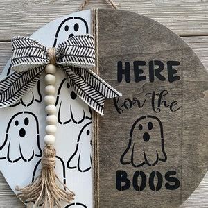 Here for the Boos Wood Round Door Hanger/halloween Door - Etsy